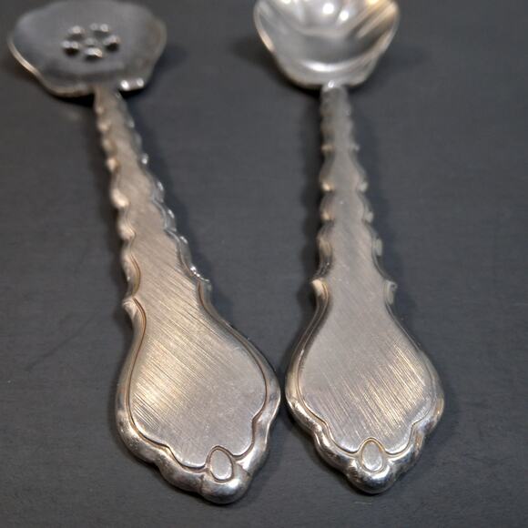 Vtg Oneida Community CELLO Burnished Stainless Sugar Shell Spoon & Jelly Server - Picture 4 of 7